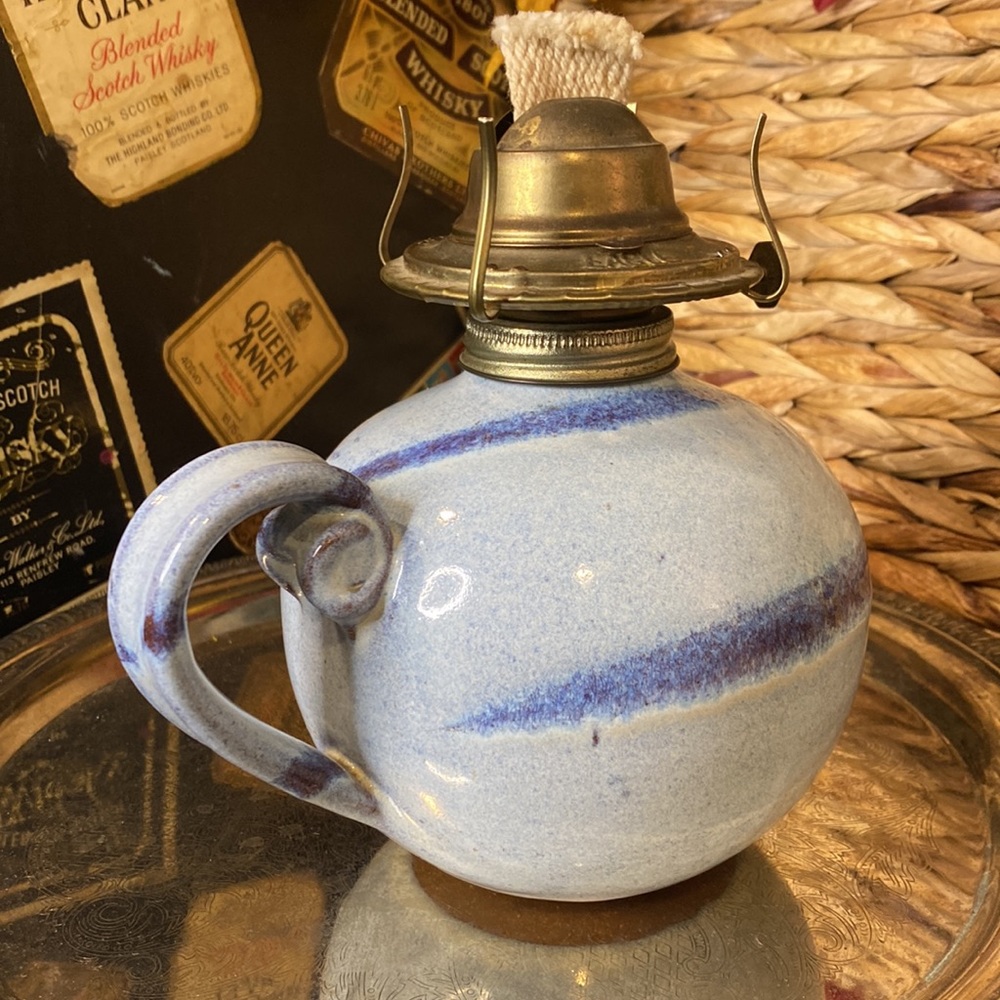 Vintage Ceramic Wick Oil Lamp Lantern - Picture 6 of 8